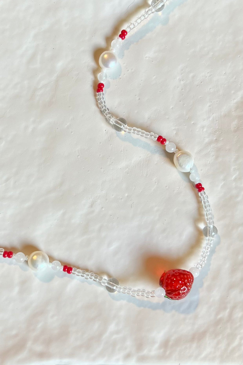 Handmade Strawberry Glass Bead Necklace - Unique & Playful Accessory