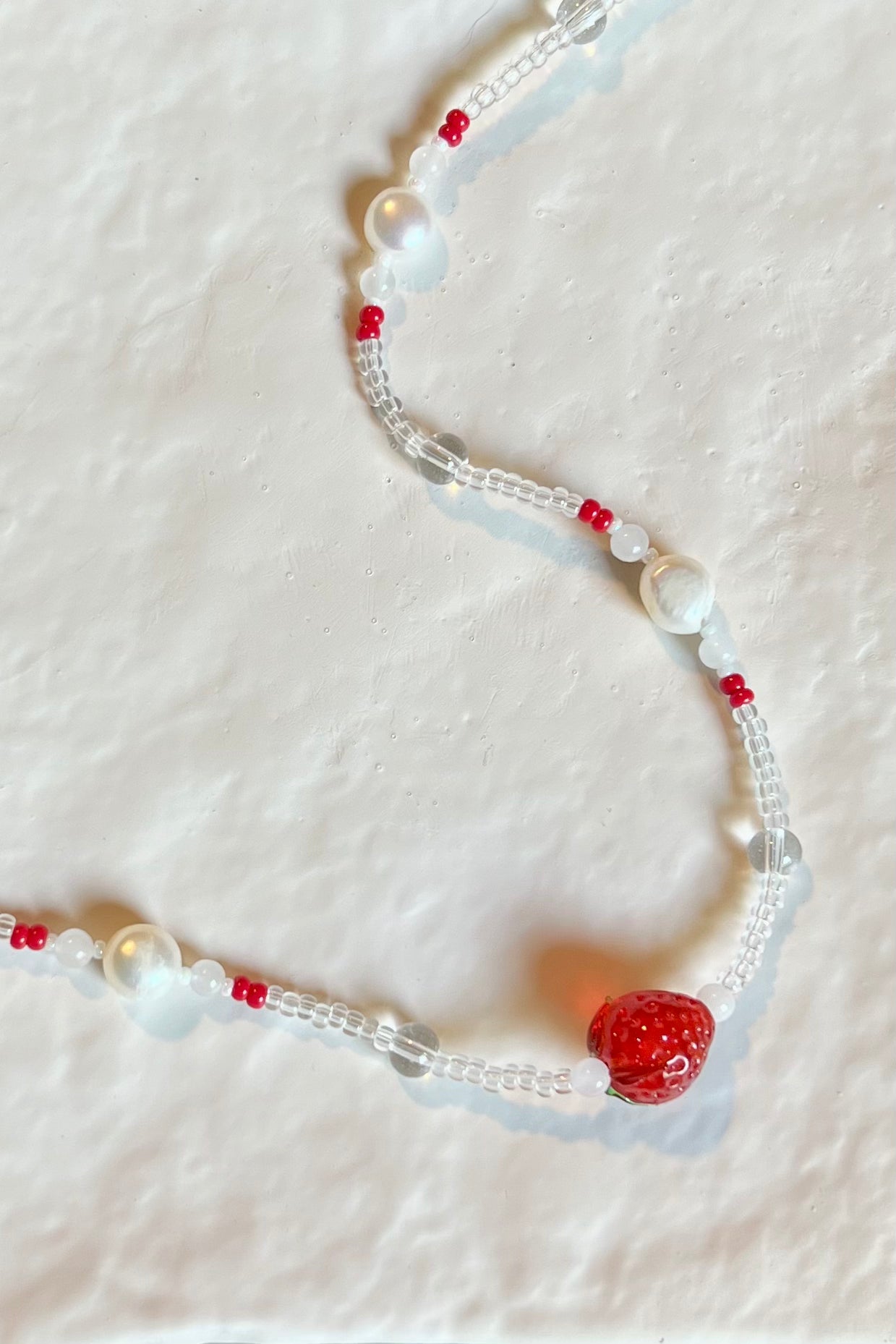 Handmade Strawberry Glass Bead Necklace - Unique & Playful Accessory
