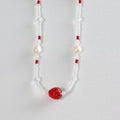 Handmade Strawberry Glass Bead Necklace - Unique & Playful Accessory